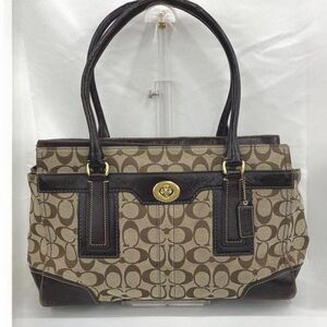 COACH Hampton Signature Brown/Tan Large Carryall Purse – Style 11063